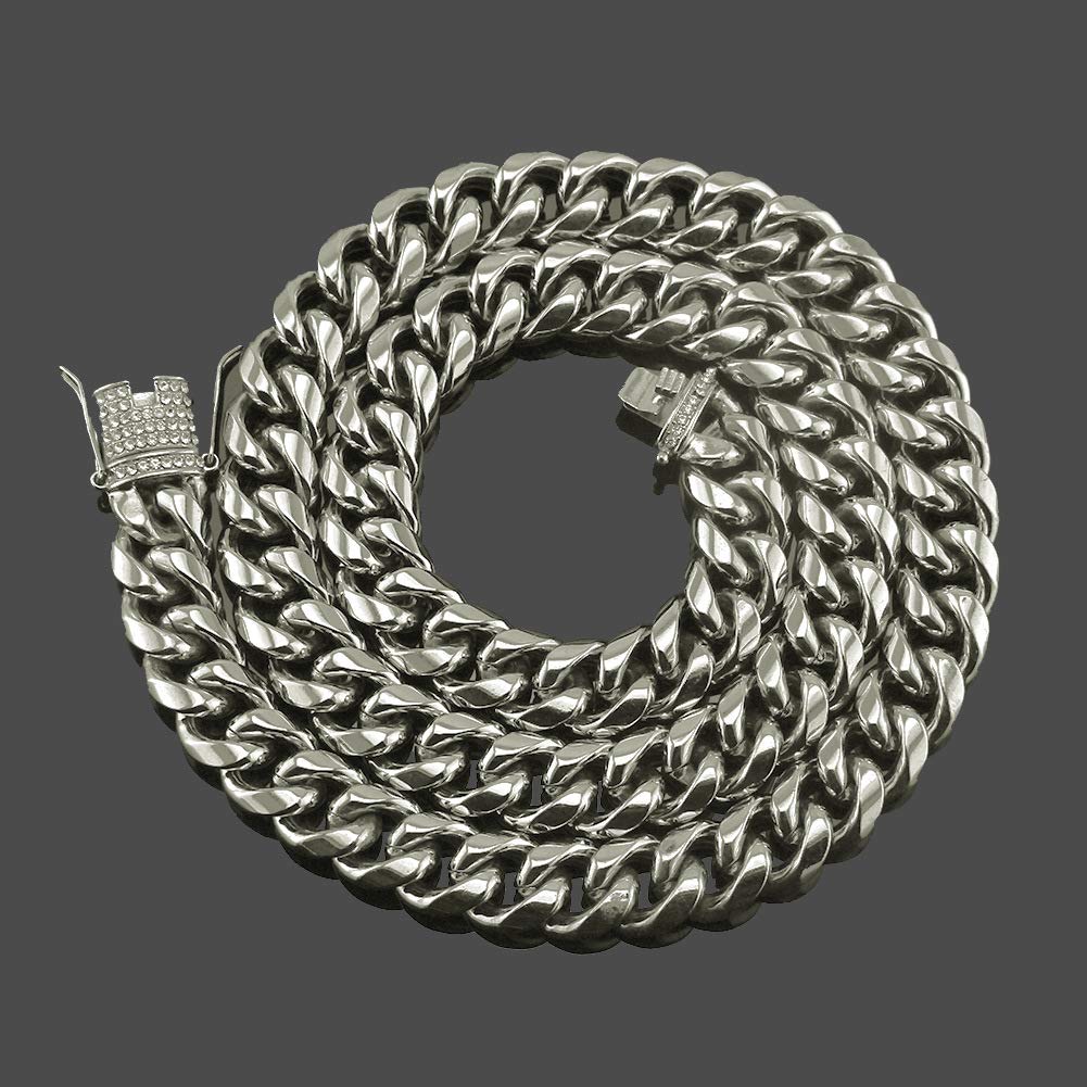 Ожерелье Kihei, цепочка из серебра и золота, кубинское ожерелье Miami, толстое ожерелье с цирконием и позолотой 18 карат, классный аксессуар в стиле хип-хоп [Rockyu] для мужчин