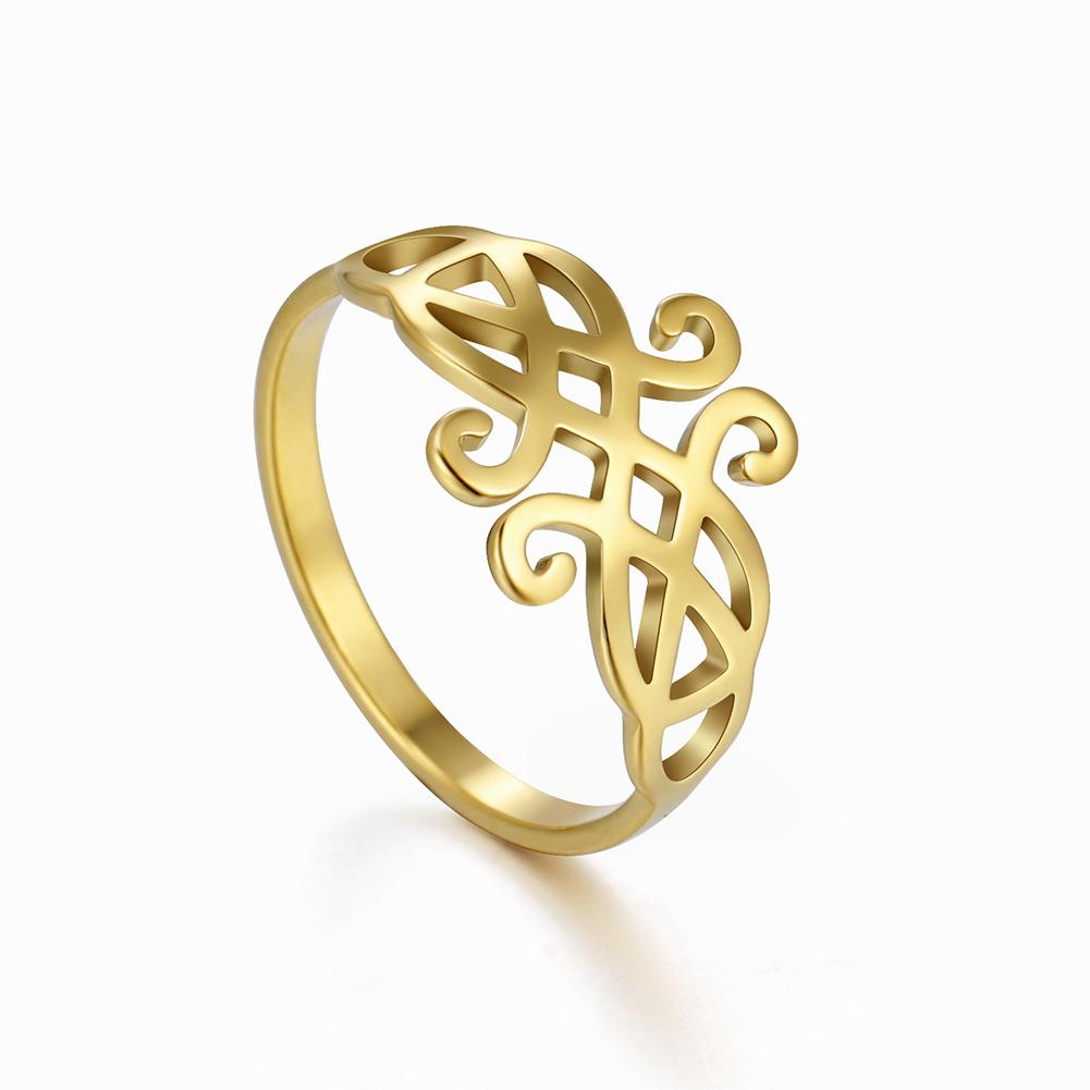 Cazador Vintage Flower Filigree Ring Women Gold Color Stainless Steel Finger Rings Jewelry Anniversary Birthday Mother Gift