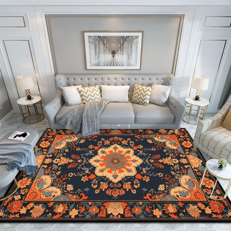 Bohemian Non-slip Carpet for Living Room Fluffy Office Gaming Room Area Rug Floral Design Style Room Decoration Home Mats Soft