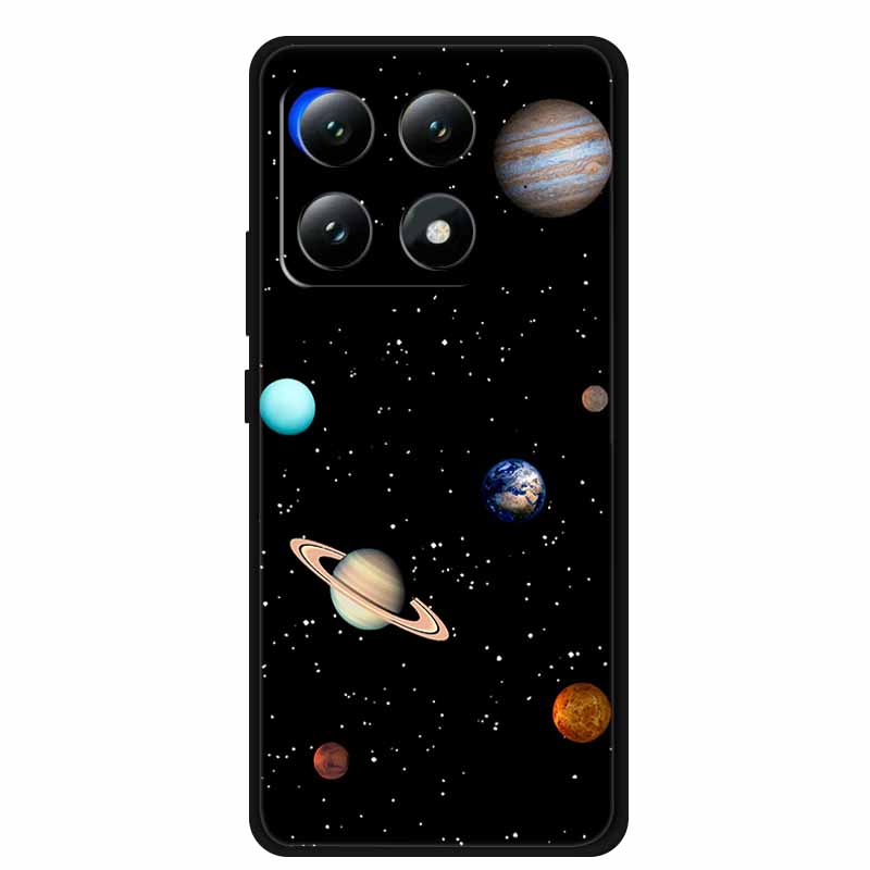 For Xiaomi 15T 5G Black Protection Scenery Printed Soft Silicone Bumper for Xiaomi 15T Pro 5G Cloud Planet Painted Bumper Coque