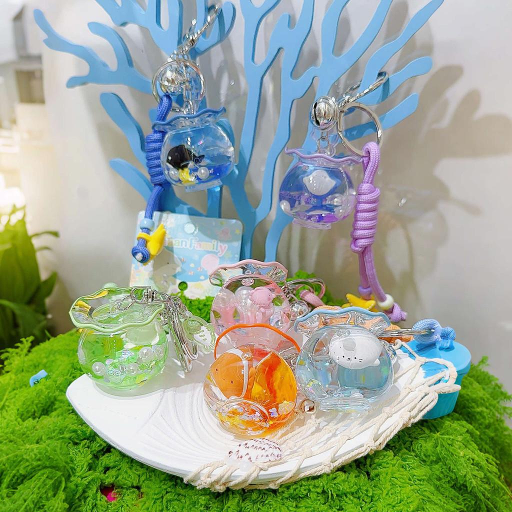 Sea Turtle Seahorse Devil Fishes Fish Tank Keychain With 3d Design Pendant For Kids And Collectors