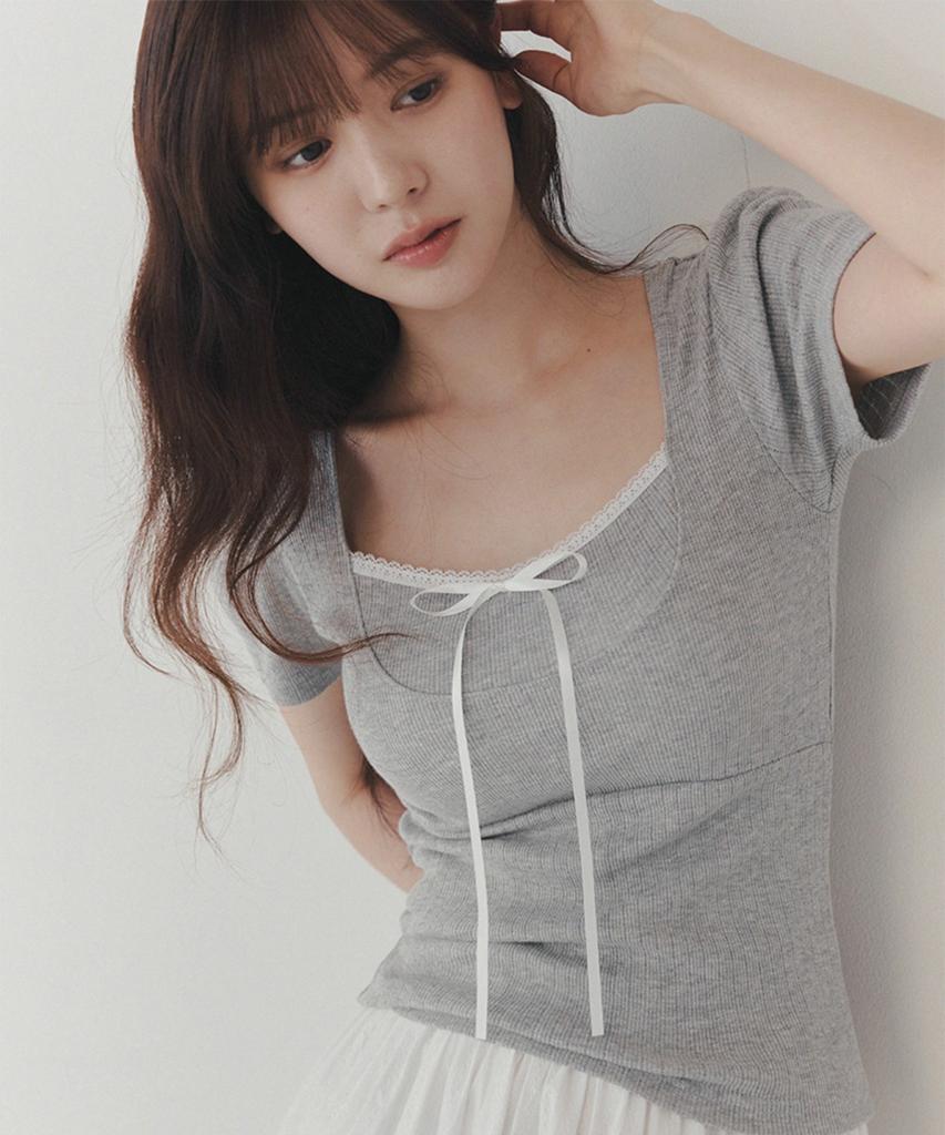 TWEE Le Shu Tie Lace T-Shirt_Short Sleeve