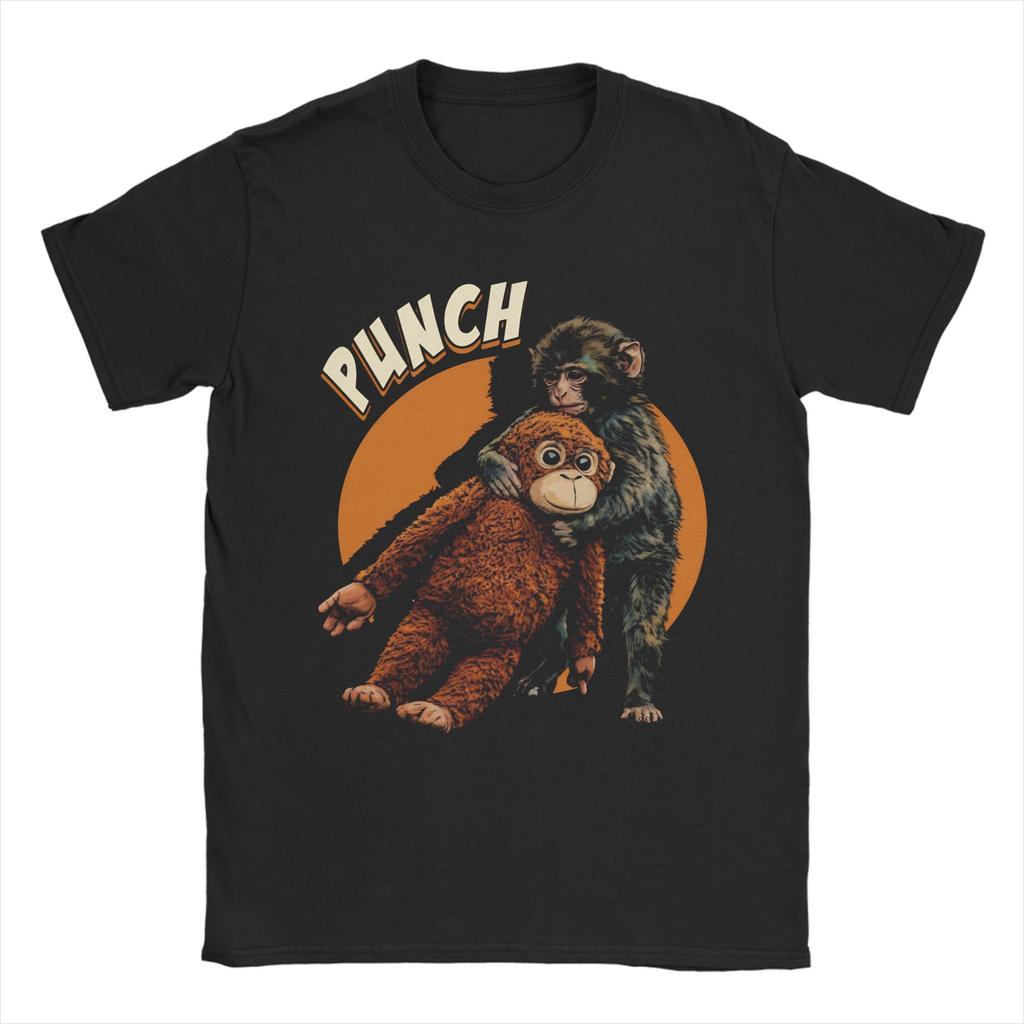 Punch Monkey But Why T Shirt for Unisex Women Cotton Amazing TShirts Round Neck Tee Shirt Short Sleeve Tops Big Size