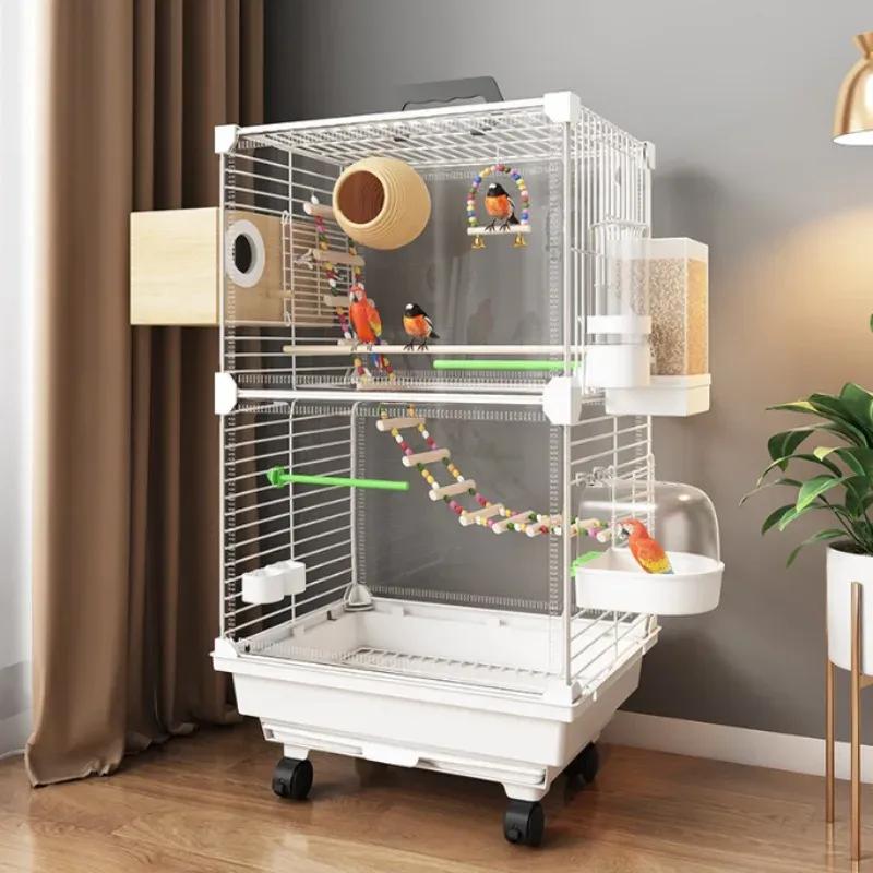 Transparent Villa Parrot Cage Splash Proof Horizontal Wire Bird Nest for Pet Budgie Cockatiel Conure Parakeet Bird Cages