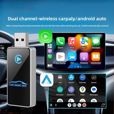 Беспроводной блок CarPlay для автомобиля, USB, Plug and Play, преобразует проводной в беспроводной, с цветной стеклянной крышкой