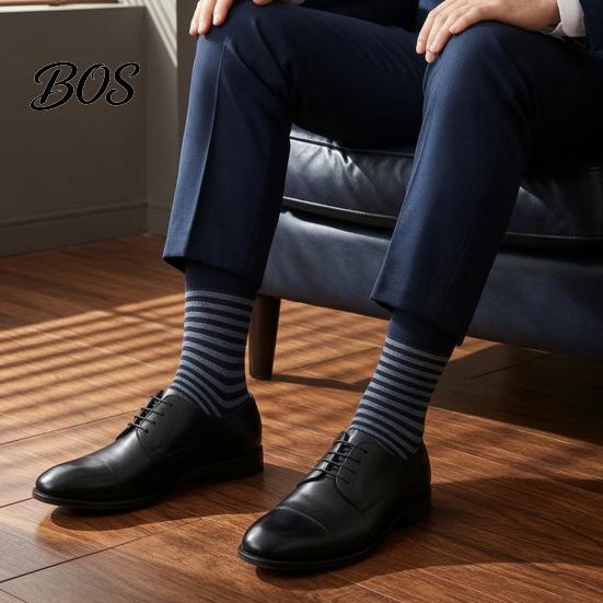 Comfortable Business Casual Socks Men Striped Crew Socks, Cotton Dress Moisture Wicking Daily Commute Work Breathable for Office Wear Everyday