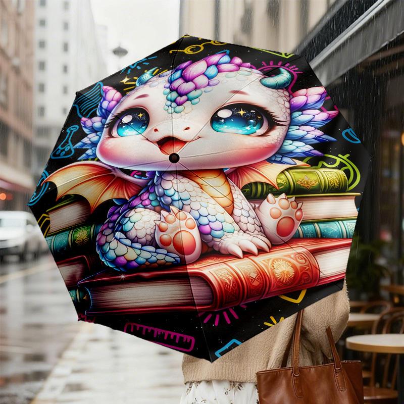 1 шт. Зонт с рисунком «Книги дракона», Автоматическое открытие и закрытие, Высококачественный дорожный зонт, c1128138