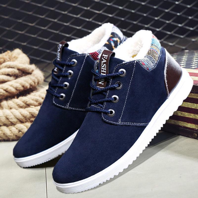 Men Winter Warm Boots Casual Shoes Men Fashion Plush Snow Boots Ankle Boots Fur Leather Footwear 2019