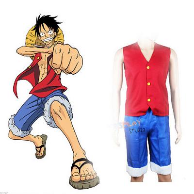 Японский цельный комплект для косплея, аниме Monkey D Luffy, жилет и брюки, красная талия, синие шорты, мужские брюки