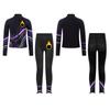 Kids Figure Skating Jacket Set Stand Collar Long Sleeve Printed with Leggings for Workout