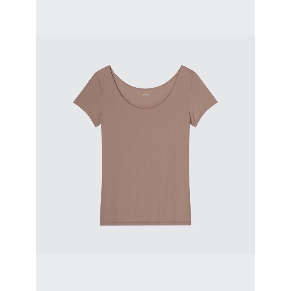 Uniqlo Футболка Airismu с коротким рукавом и вырезом горловины 