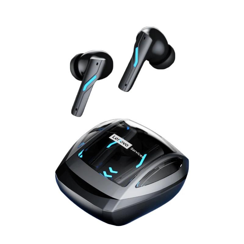 Lenovo Беспроводные игровые наушники GT100 – Bluetooth 6.0, сверхнизкая задержка 38 мс, четырехмикрофонная система с шумоподавлением на основе ИИ, кейс с RGB-подсветкой, 23 часа работы
