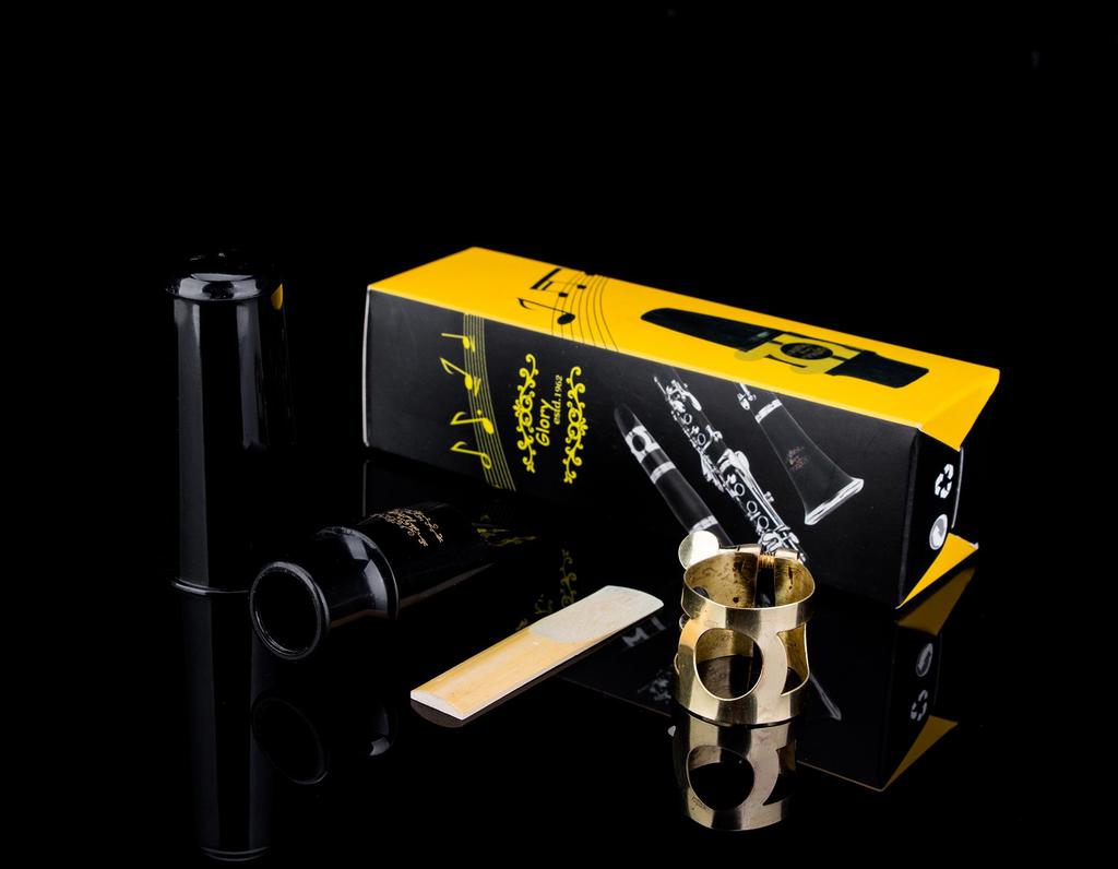 GLORY Ligature and Glory Mouthpiece Kit for Alto 1 Reed and Plastic Gold Saxophone, Cap,