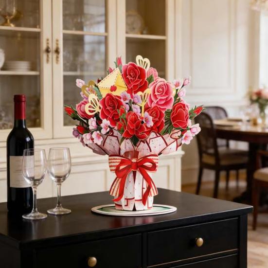 Forever-Blooming 3D Pop-Up Flower Recyclable Paper Romantic Memories Valentine’s Card Eternal Card Handmade Day Anniversary Birthday