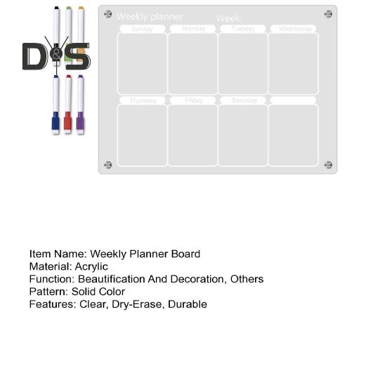Магнитная доска-планировщик на неделю с 6 цветными маркерами, многоразовый прозрачный акриловый календарь на холодильник, доска для планирования еженедельного расписания с сухим стиранием