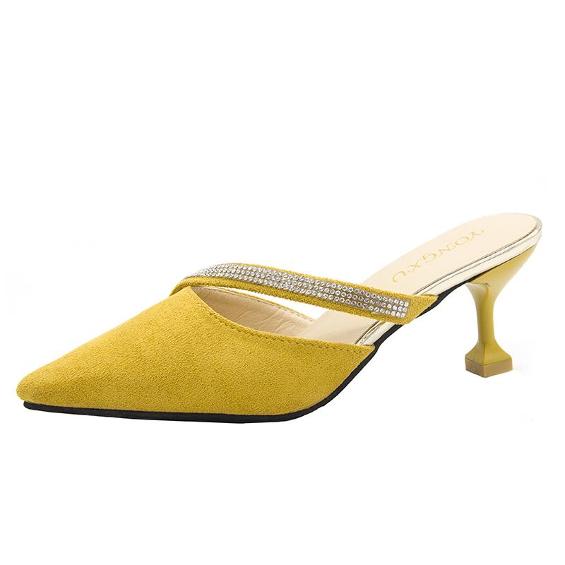 Модные весенне-летние босоножки на высоком каблуке с открытой пяткой, женская обувь, пуанты, женские туфли с ярким бриллиантом на высоком каблуке, элегантные женские туфли на высоком каблуке