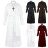 Однотонный костюм священника для косплея на Хэллоуин, средневековый ретро-костюм священника