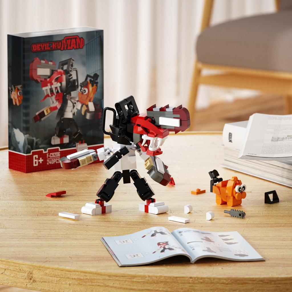 Новейшая коллекция высококачественных строительных блоков Brickheadz по мотивам «Человека-бензопилы» Мультяшные фигурки Дендзи и персонажа-собаки Кищы Блоки Игрушка Подарок для детей
