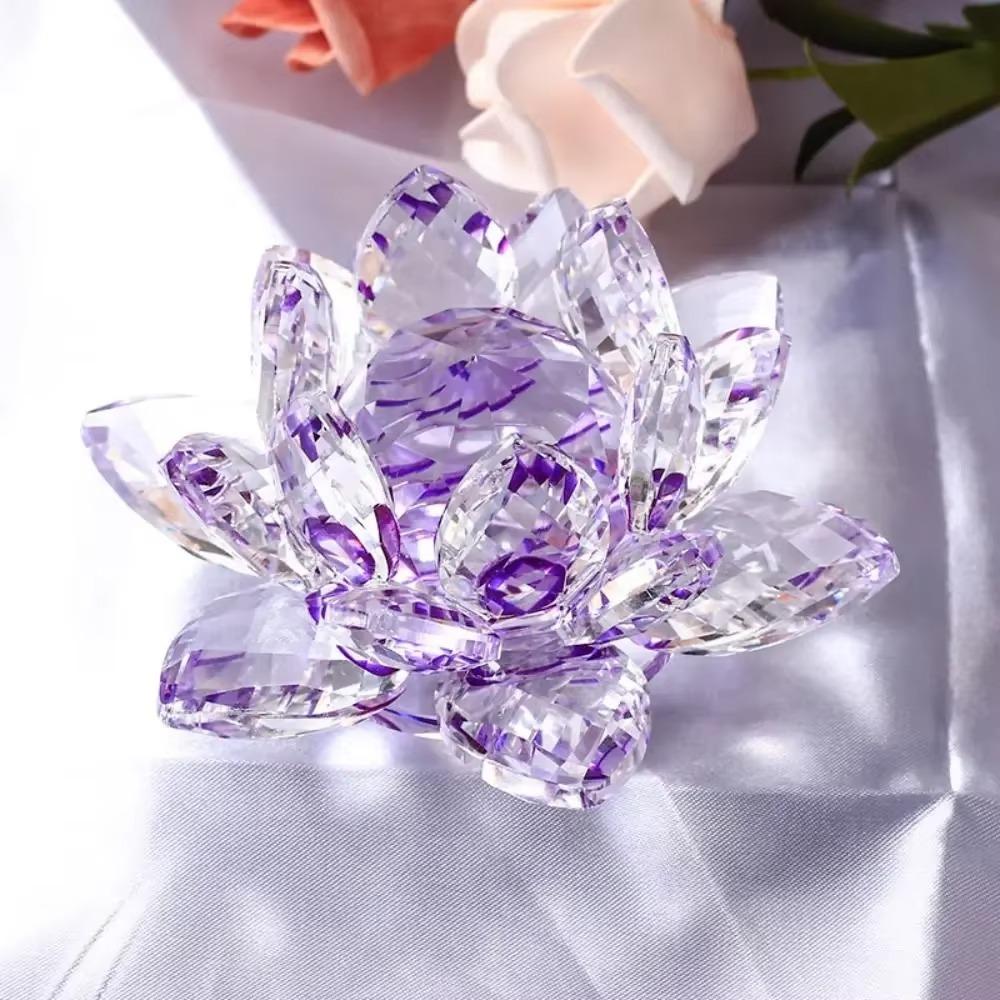 60-140mm Crystal Lotus Flower Figurine Multi-Color Lotus Flower Craft  Home&Office