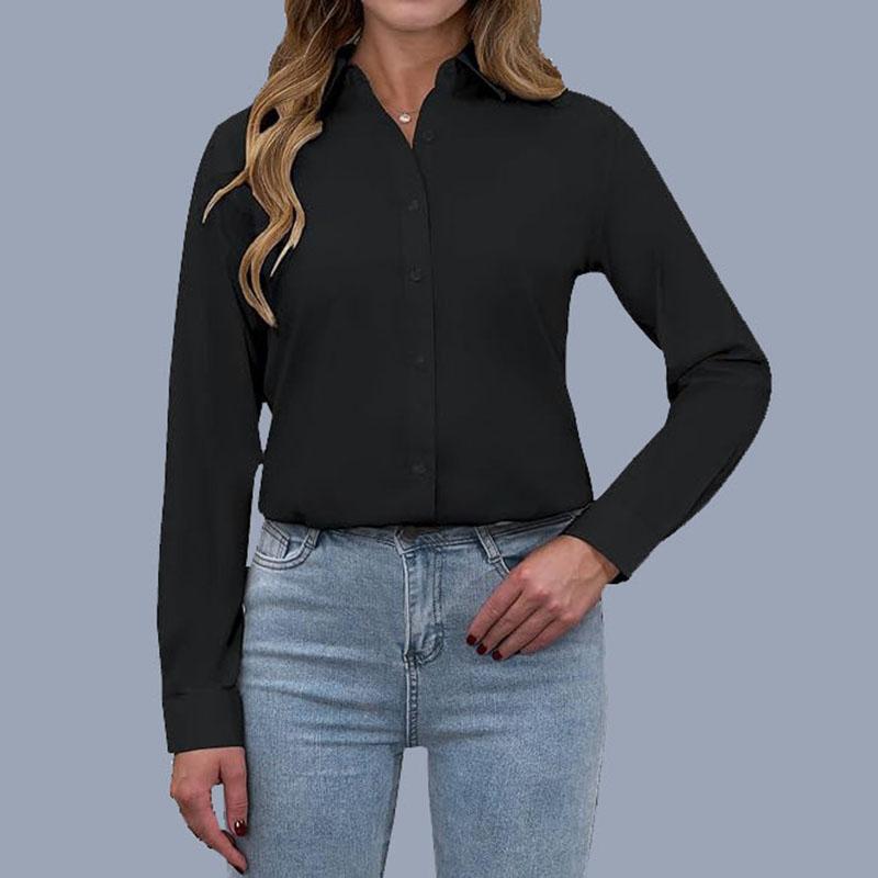 Женская мода деловая блузка на пуговицах большого размера офисная женская рубашка поло с воротником и длинным рукавом ClothingTop