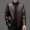 New Autumn and Winter Middle-aged Stand-up Collar Jacket Men's Slim Sheepskin Dad Casual Leather Jacket