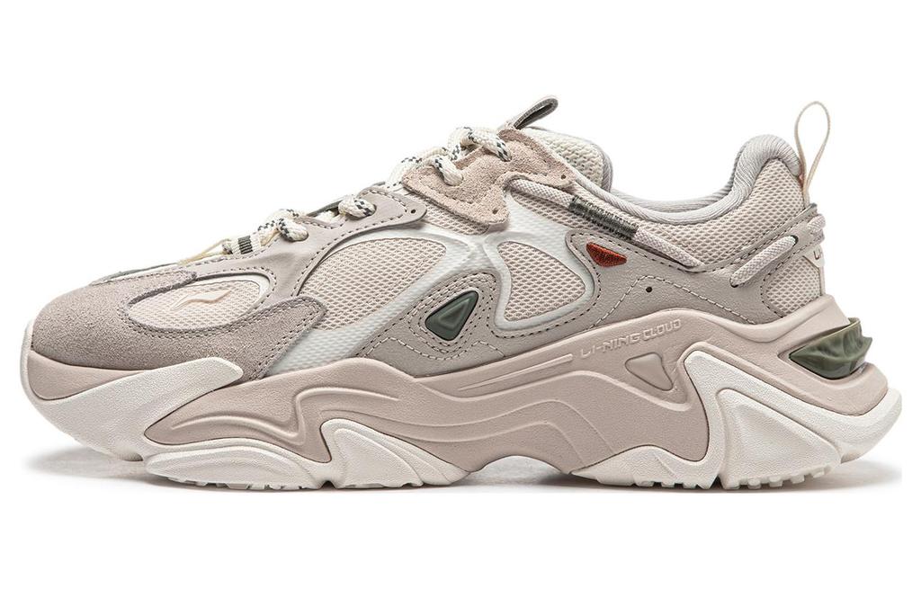 Li Ning Qianhangce 2 CF Tracing Slip Resistant Abrasion Resistant Low top Casual Shoes Women's Mica Gray AGLT168-3