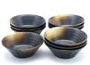 Mino Ware Japanese Cafe Series Chrysanthemum Pattern Small Bowls, Black Blown, Set of 10 (Size: H5 X W13.8 X D13.8cm)
