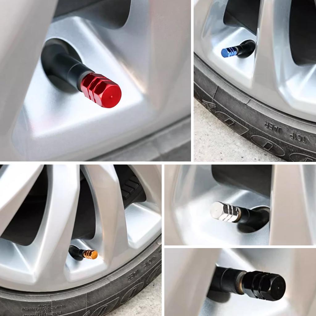 BOROLA Air Valve Cap Tire Aluminum Anodized Corrosion Prevention for Car Motorcycle 5pcs (Blue)