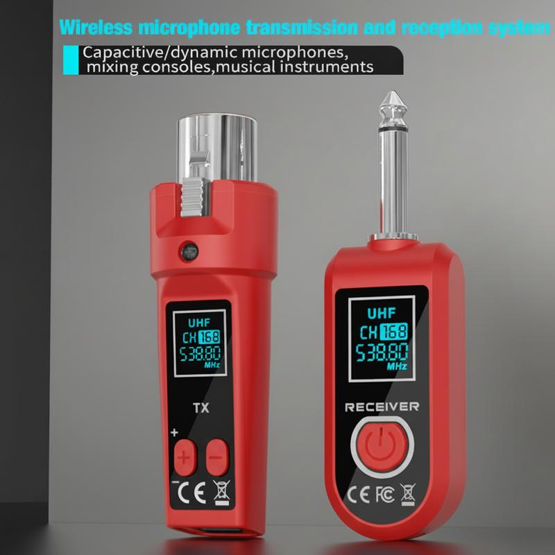 UHF Wireless Converter Dynamic Condenser Universal Recharge XLR Transmitter and Receiver for Mic Audio Mixer Guitar