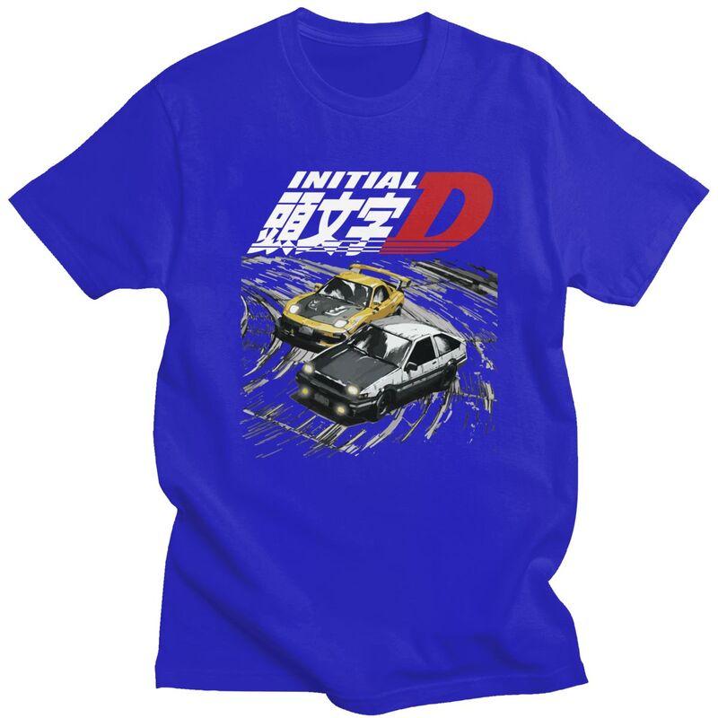 Мужские футболки с принтом Аниме Горные Гонки Initial D, 100% Хлопок, Футболки с Короткой Рукавой, Одежда