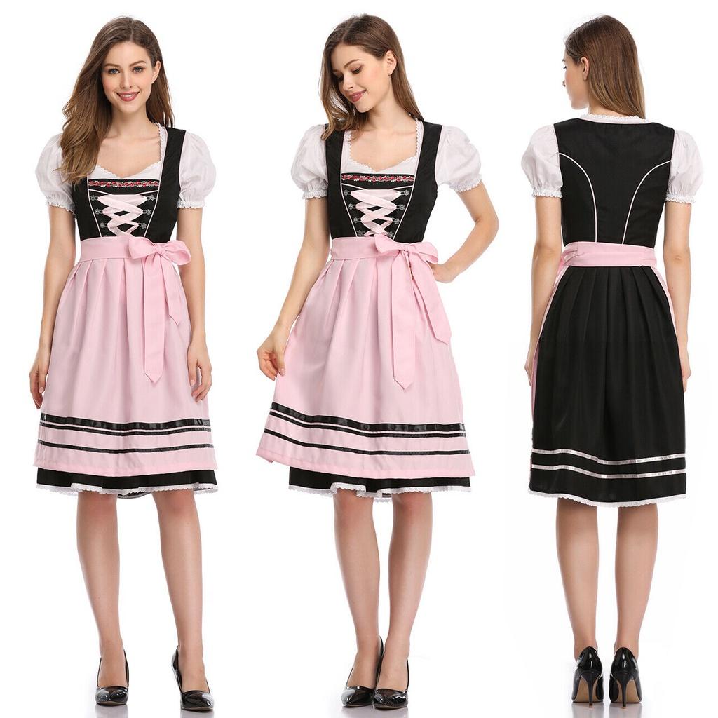 Очаровательное женское платье дирндль в стиле Октоберфест, костюм пивной служанки, немецкое платье с фартуком