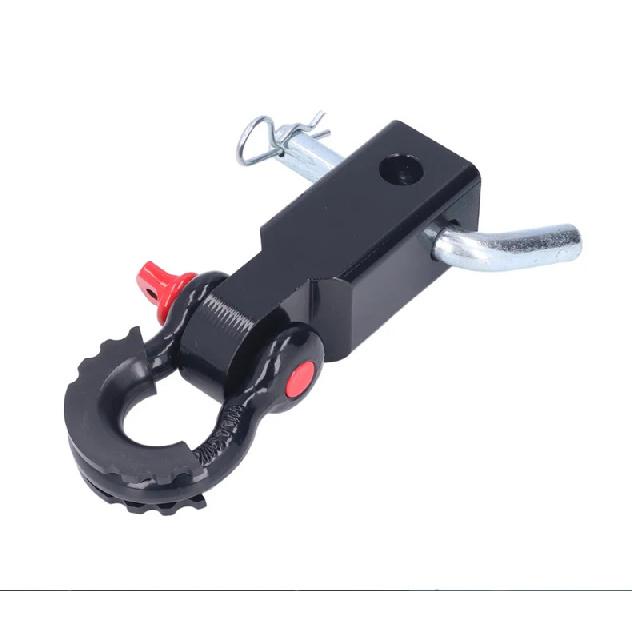 2" Shackle Receiver Recovery Shackle Block Double Hole Powder Coat RED Hitch Receiver Block Includes Hitch Pin D-Ring For SUV