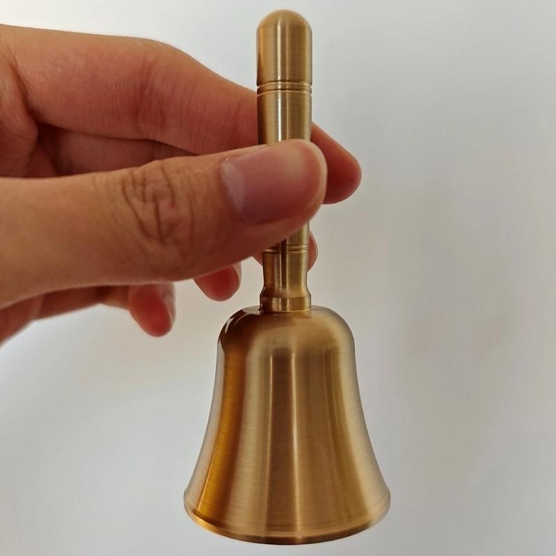 Ручной колокольчик из чистой меди, латунный, старый, большой, ручной, классный, громкий, детский, для раннего обучения и звуковой терапии