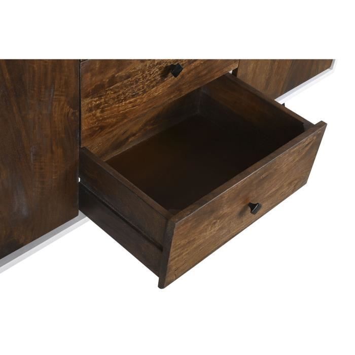 Buffet en bois de manguier blanc brun foncé 150 x 40 x 80 cm