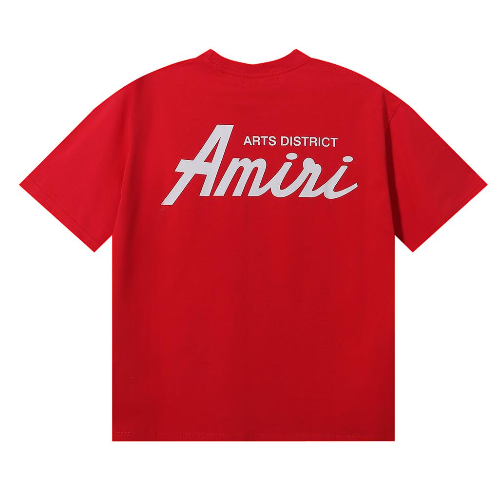 990 Amiri 2025 Summer New Men's and Women's Loose High Quality Cotton Plus Size T-shirt Couple T-Shirt Simple Logo Printing