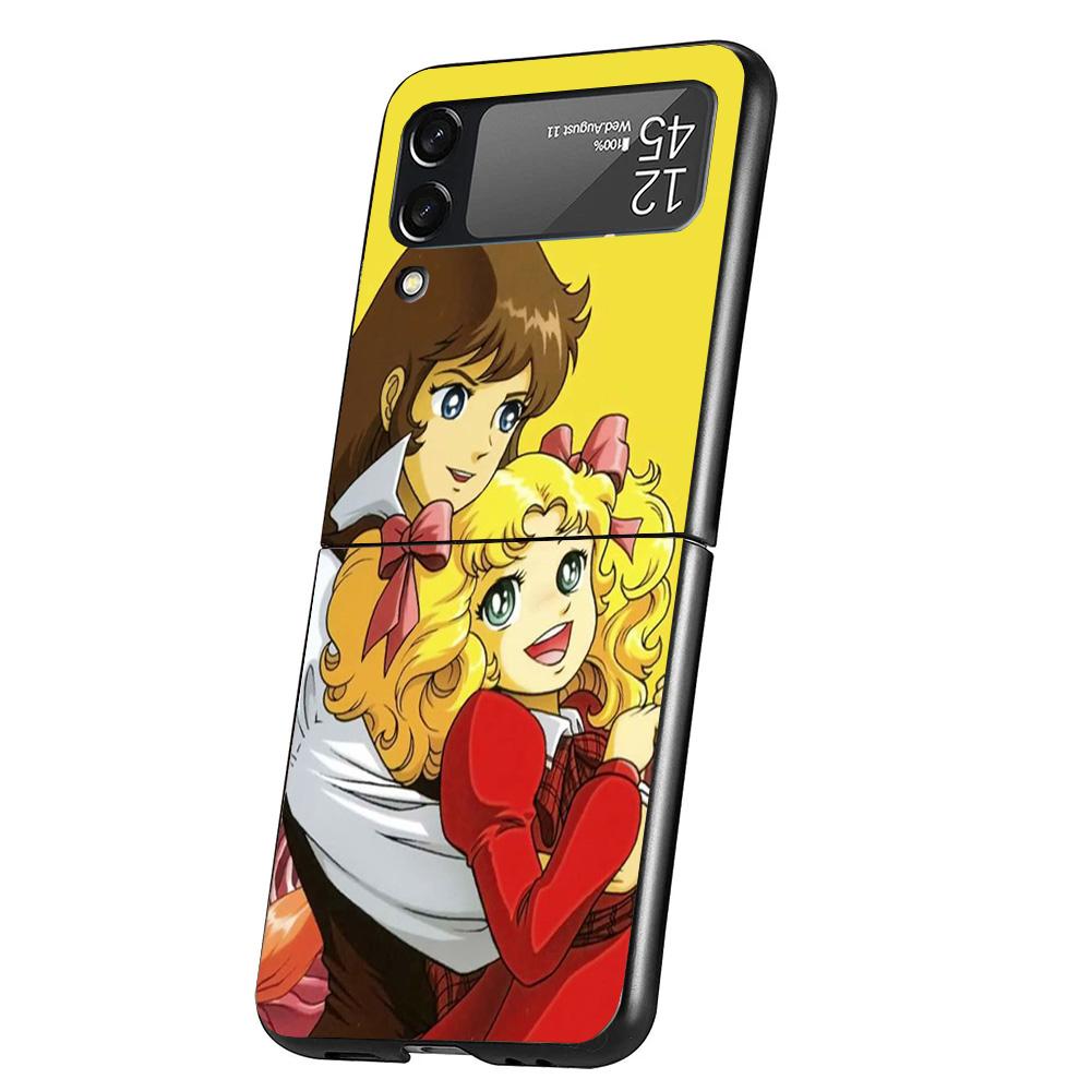 Anime Candy Cover Phone Case For Samsung Galaxy Z Flip 7 6 5 4 3 5G Flip7 Flip6 Flip5 Flip4 Flip3 Black Fundas Shell Galaxy Z Fl