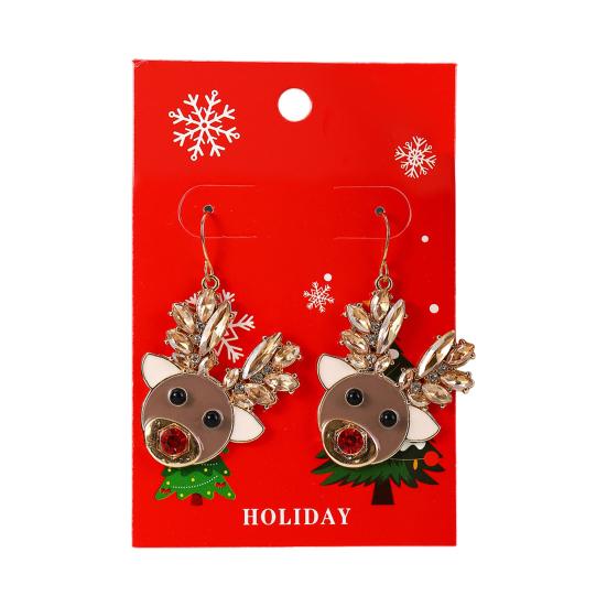 1 пара женских рождественских сережек в форме рождественской елки, лося, Санты, колокольчика, декора из страз