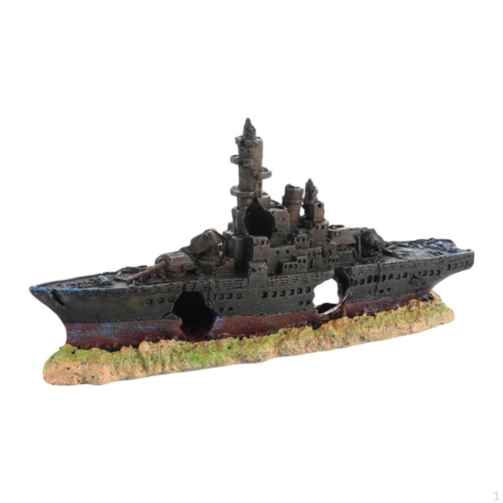 Aquarium Shipwreck Decoration Fish Tank Ornament Background Favors Micro Landscape Home Resin