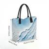  Fashion Blue Fluid Art Print Tote Bag Large Capacity Casual Daily Shoulder Handbag for Women