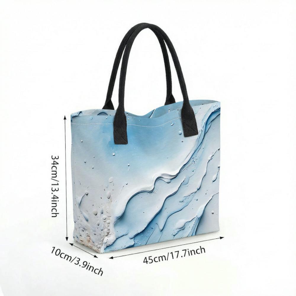 Fashion Blue Fluid Art Print Tote Bag Large Capacity Casual Daily Shoulder Handbag for Women