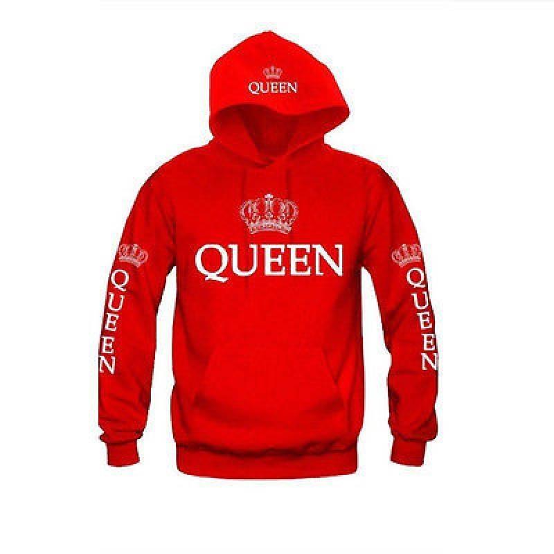 Stylish Cotton Hooded Sweatshirt For Couples Printed Long Sleeve Pullover For Fall