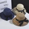 Fashion Outdoor Spring and Summer Woven Straw Hat Women's Versatile Beach Big Edge Bow Sun Shield Hat NobleStyle Sun Shield Ha