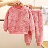 Children's Pajamas Set Flannel Warm Autumn and Winter Boys Thickened Home Service Baby Plus Velvet Clothes Clothing Children's Clothing