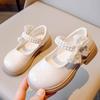 Туфли Мэри Джейн из белой кожи для девочек - Мягкая подошва, Круглый носок, Осенний стиль