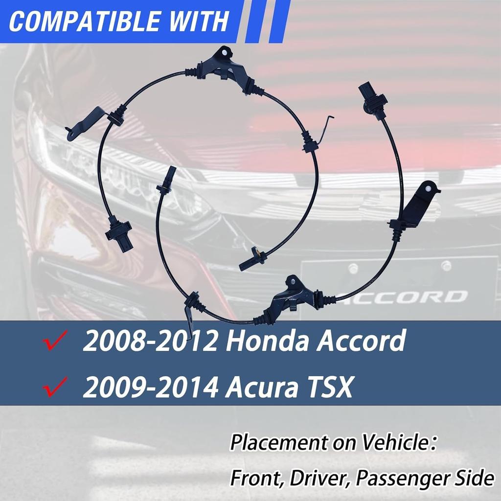ABS Wheel Speed Sensor Front Left Right Compatible With 2008-2012 Honda Accord 2009-2014 Acura TSX Driver Passenger Side ABS Sensors # 57450-TA0-A01