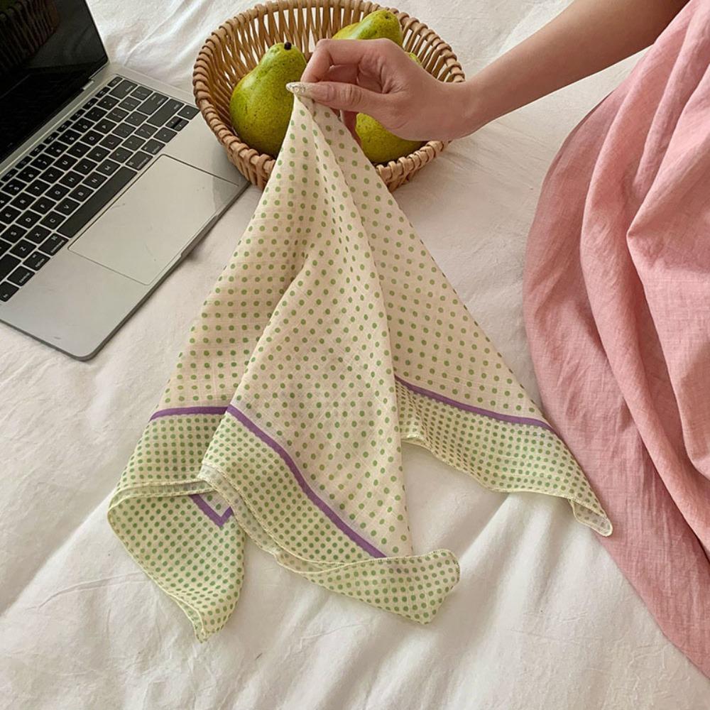 Sunscreen Small Square Scarf Neckerchief Headscarf Sweet Printed Silk Scarf  Girl