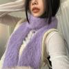 Y2K Plush Shawl Solid Color Long Narrow Scarves Punk Knitted Scarf  Outdoor