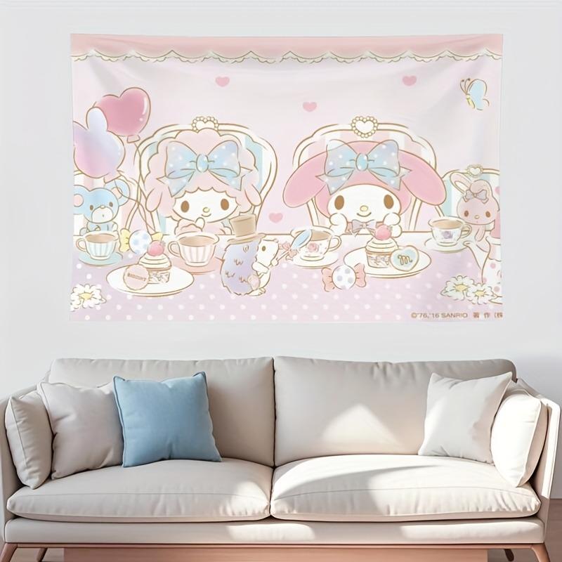 Тканые гобелены Sanrio For My Melodies And My Sweet Piano Мультяшные украшения для комнаты на дни рождения и Рождество Праздничные фоны