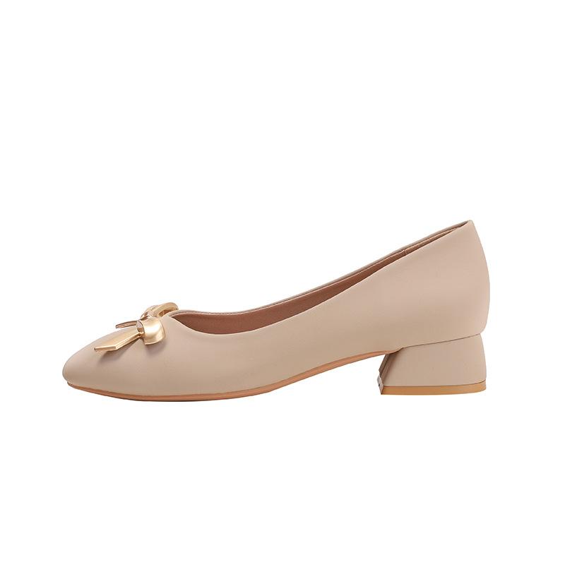Французские ретро туфли-лодочки с бантом, квадратный носок, толстый каблук, открытый верх, универсальные женские туфли, не утомляют при длительной носке
