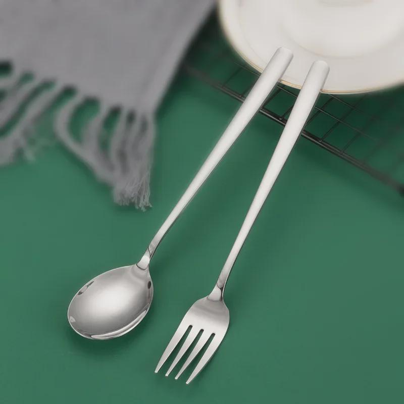 Набор из корейской ложки и вилки из нержавеющей стали 304 с палочками для еды - пищевая посуда для взрослых